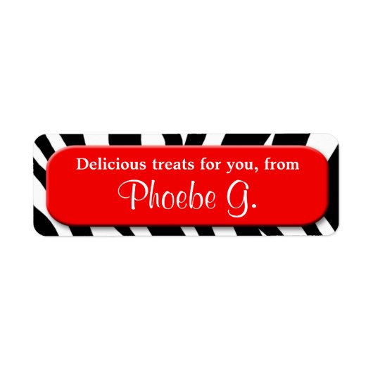 Classy Zebra Print Rode keuken baklabels Etiket (Voorkant)