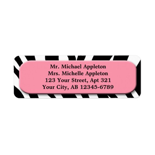 Classy Zebra Print Roze Adresetiketten Etiket (Voorkant)