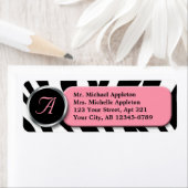 Classy Zebra Print Roze Monogram Adresetiketten Etiket (Insitu)