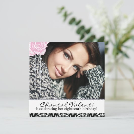 Classy Zebra Print - Teen Birthday Party Invites Kaart (Staand voorkant)