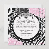 Classy Zebra Print - Teen Birthday Party Invites Kaart (Achterkant)