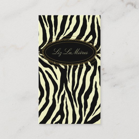 Classy zebra print visitekaartje (Voorkant)
