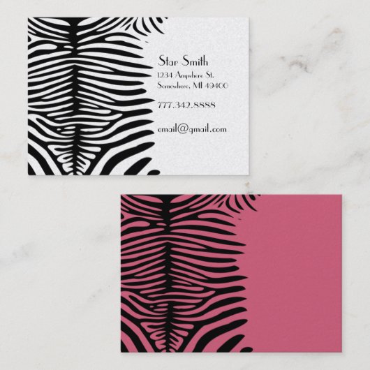 Classy Zebra Skin op elke kleurenkaart Honeysuckel Visitekaartje (Voorkant / Achterkant)