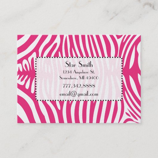 Classy Zebra Skin op elke kleurenkaart Honeysuckel Visitekaartje (Voorkant)