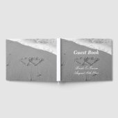 Classy zee kust getekende harten foto strand bruil gastenboek (Volledig)