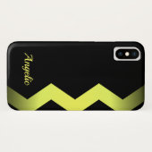 Classy Zig zag Geel Gepersonaliseerd Case-Mate iPhone Case (Achterkant (horizontaal))