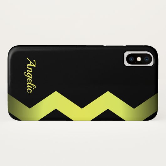 Classy Zig zag Geel Gepersonaliseerd Case-Mate iPhone Case (Achterkant (horizontaal))