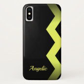 Classy Zig zag Geel Gepersonaliseerd Case-Mate iPhone Case (Achterkant)
