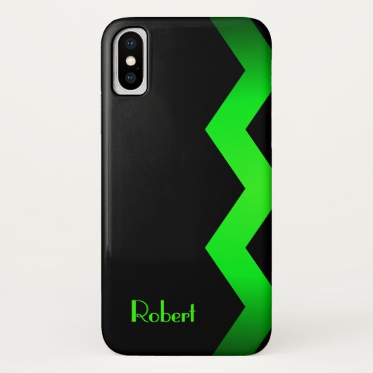 Classy Zig zag Groen Gepersonaliseerd Case-Mate iPhone Case (Achterkant)