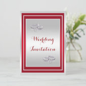 Classy Zilver & Rood, Diamanten Trouwringen Trouwe Kaart (Staand voorkant)