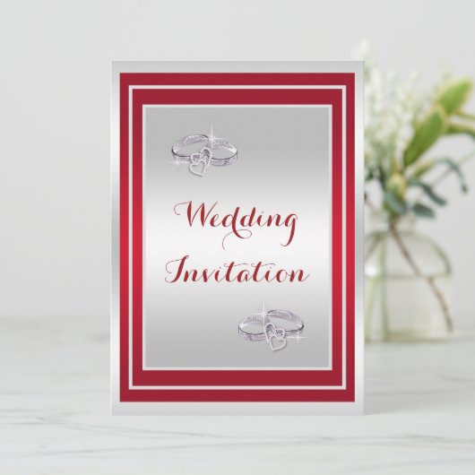 Classy Zilver & Rood, Diamanten Trouwringen Trouwe Kaart (Staand voorkant)