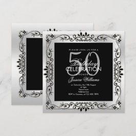 Classy zilveren decoratief ingelijst 50e verjaarda kaart