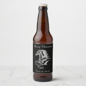 Classy zilveren paard silhouet bier etiket (Voorkant)