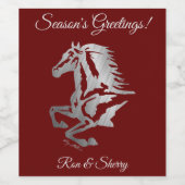 Classy zilveren paard silhouet wijn etiket (Enkel label)