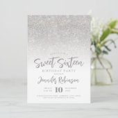 Classy Zilveren Sparkle Glitter Foto Zoet 16 Kaart (Staand voorkant)