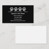 Classy Zilveren Tone Pet Paws Pet Sitter Visitekaartje (Voorkant / Achterkant)