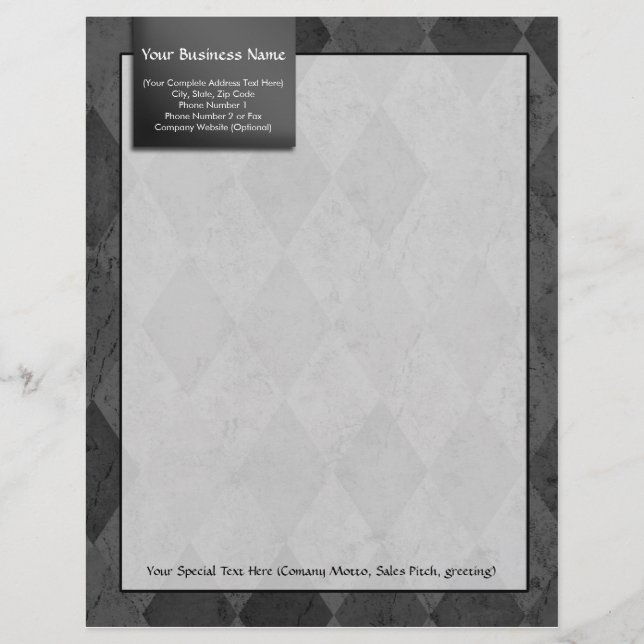 Classy zwart Argyle Letterhead Briefhoofd Sjabloon (Voorkant)