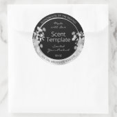 Classy Zwart Bloemen Product Verpakking Label Zilv (Tas)