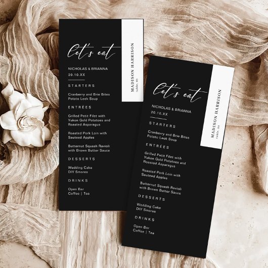 Classy zwart bruiloft menu