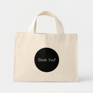 Classy zwart cirkel wit dank u partij gunst mini tote bag