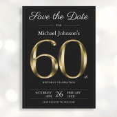 Classy Zwart en Goud 60e Verjaardagsfeestje Save The Date