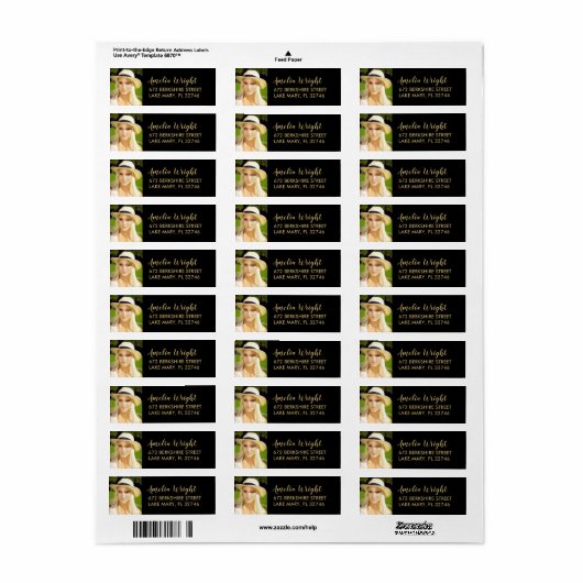 Classy Zwart en Goud Custom Photo Afstuderen Etiket (Full Sheet)