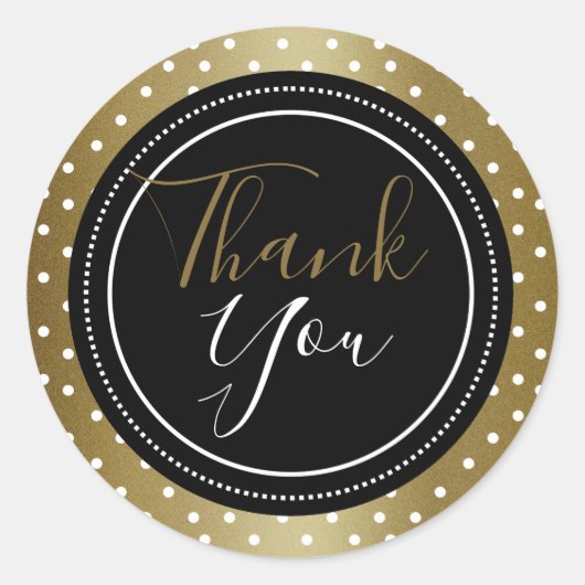 Classy zwart en goud dank u ronde sticker (Voorkant)