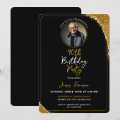 Classy zwart en goud foto 90e verjaardag kaart (Voorkant / Achterkant)