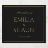 Classy Zwart en Goud Mousserende Wijn Label Sparkling Wijnetiket (Enkel label)