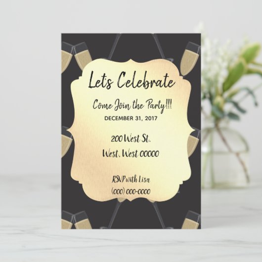 Classy zwart en goud Nieuwjaar viering Kaart (Staand voorkant)