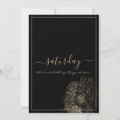 Classy zwart en gouden rozen bloemenbruiloft kaart (Achterkant)