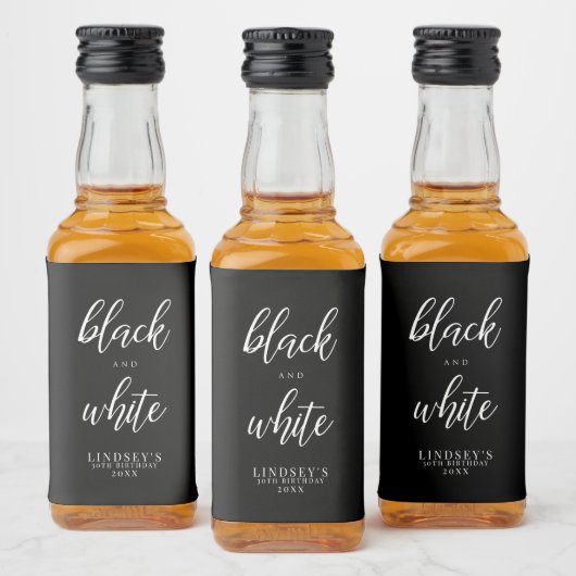 Classy, zwart en wit likeurfles etiket (Flessen)