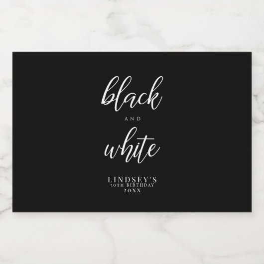 Classy, zwart en wit likeurfles etiket (Enkel label)