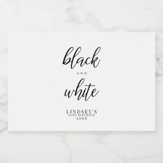 Classy, zwart en wit likeurfles etiket (Enkel label)