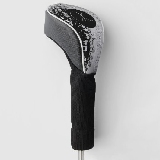 Classy zwart en zilver zigeuner sjaal Monogram Golfheadcover (Schuin)