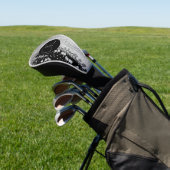Classy zwart en zilver zigeuner sjaal Monogram Golfheadcover (Insitu)