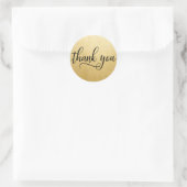 Classy Zwart Faux GOUDEN folie Script Dank u Ronde Sticker (Tas)