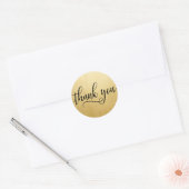 Classy Zwart Faux GOUDEN folie Script Dank u Ronde Sticker (Envelop)