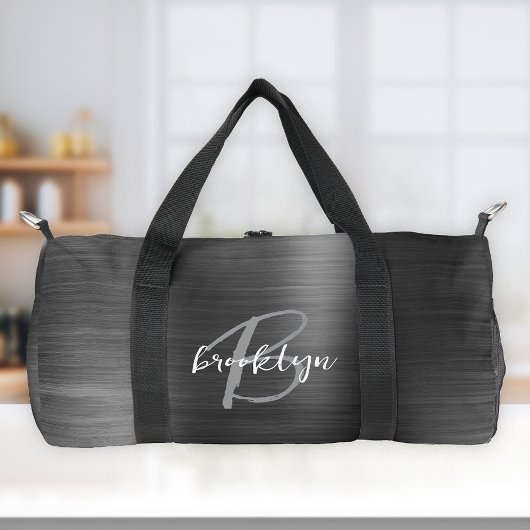 Classy zwart geborsteld metaal grijs wit monogram plunjezak