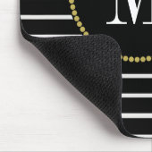 Classy zwart gestreepte Antiek Boho Floral Monogra Muismat (Hoek)