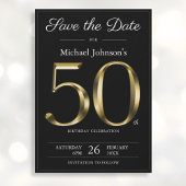 Classy Zwart Goud 50e Verjaardagsfeestje Save The Date