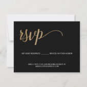 Classy Zwart Goud Aangepaste Bruiloft website RSVP Kaartje (Achterkant)