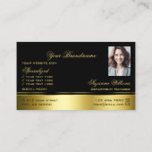 Classy zwart goud gebogen decor lijnen Logo foto Visitekaartje (Achterkant)