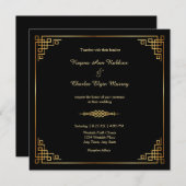 Classy Zwart Goud Lijst Formele Huwelijksuitnodigi Kaart (Voorkant / Achterkant)