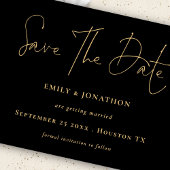 Classy Zwart Goud Script QR Code Bruiloft Save The Date
