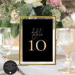 Classy zwart gouden script bruiloft kaart<br><div class="desc">Classy Black Gold Script Wedding Table is ingesteld in een handgeschreven stijl script en uw tafelnummer eronder. Personaliseer het nummer eenvoudig. Het zelfde ontwerp is aan de andere kant en zal gelijktijdig bijwerken aangezien u uw verandering in het aantal aanbrengt. Voeg voor elk tabelnummer afzonderlijk aan uw winkelwagentje toe wanneer...</div>