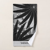 Classy zwart grijs wit geometrisch blad patroon bad handdoek (Handdoek)