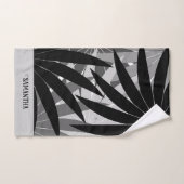 Classy zwart grijs wit geometrisch blad patroon bad handdoek (Handdoek)