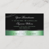 Classy zwart groen gebogen decor lijnen glinsteren visitekaartje (Achterkant)