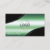 Classy zwart groen gebogen decor lijnen Logo foto Visitekaartje (Voorkant)